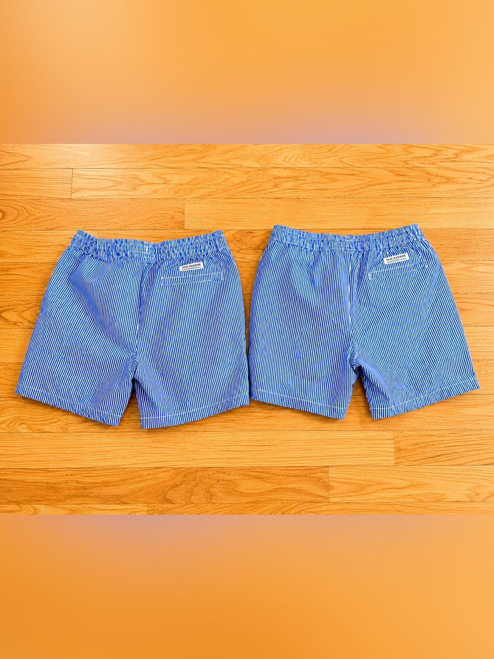 Fair Harbor Blue & White Pinstripe Kids Swim Shorts